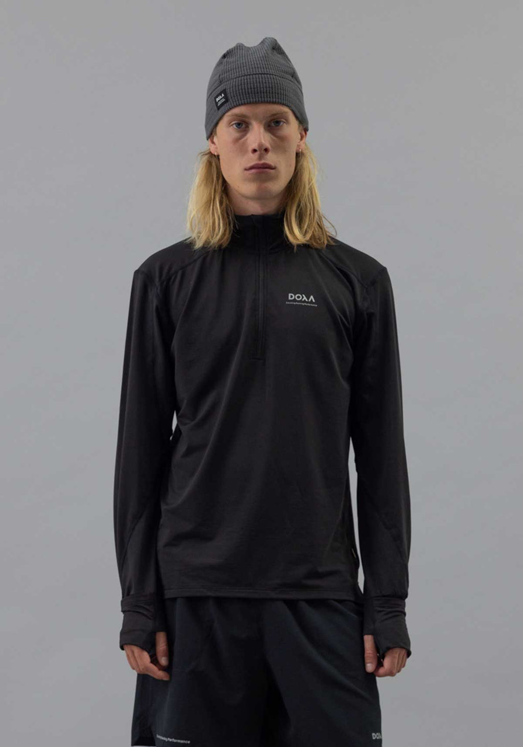 DOXA RUN ApS MNS THERMAL HALF ZIP Tee LS Black 02
