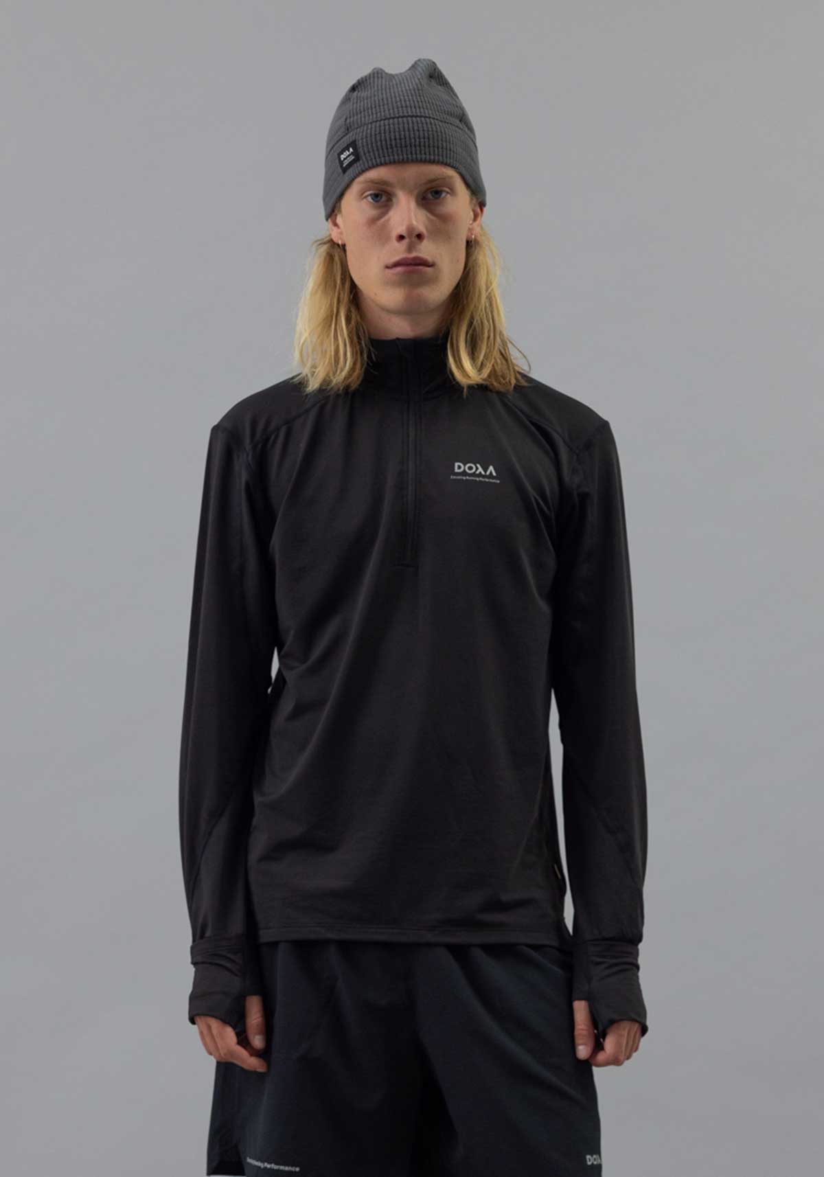 DOXA RUN ApS MNS THERMAL HALF ZIP Tee LS Black 02