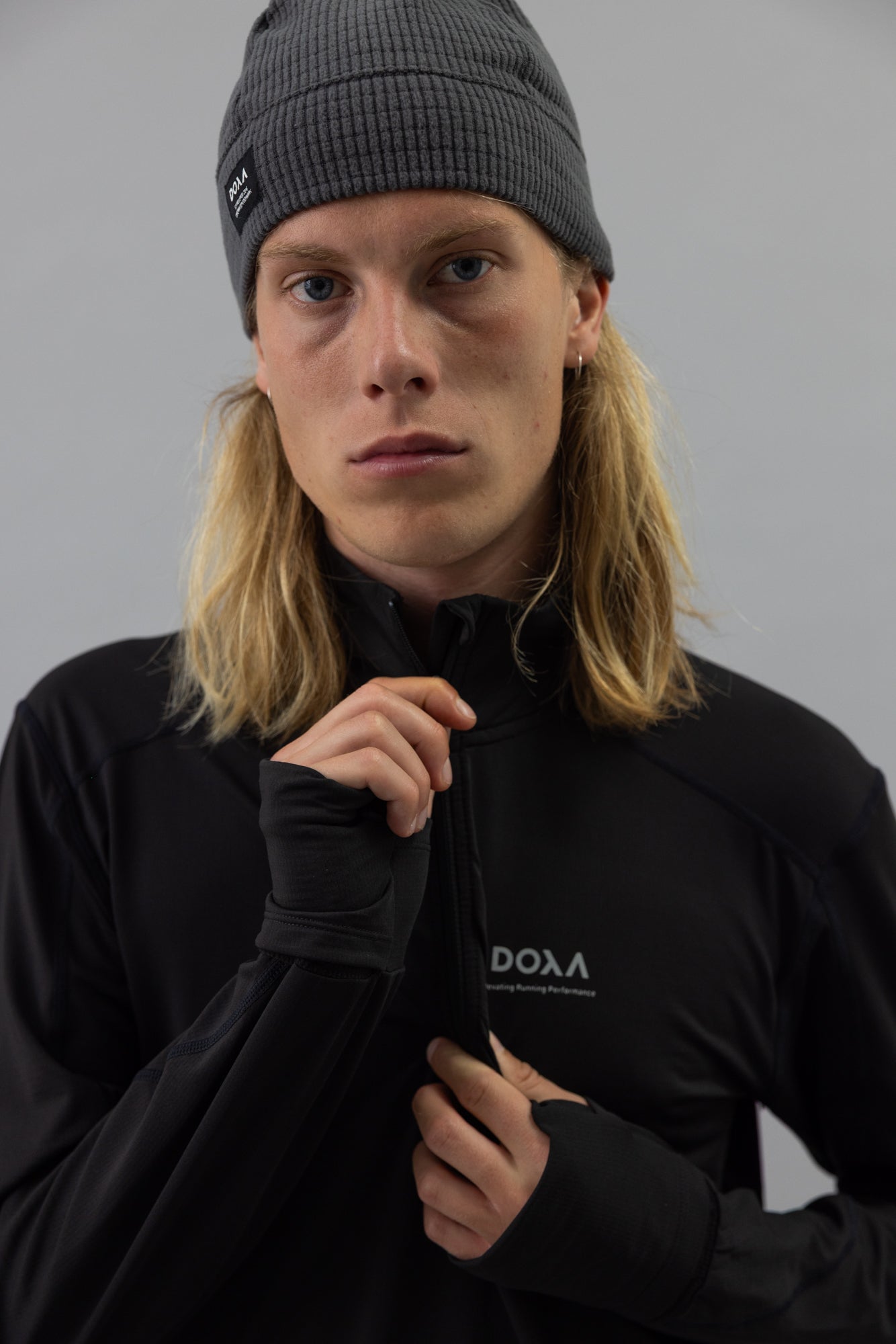 DOXA RUN ApS MNS THERMAL HALF ZIP Tee LS Black 02