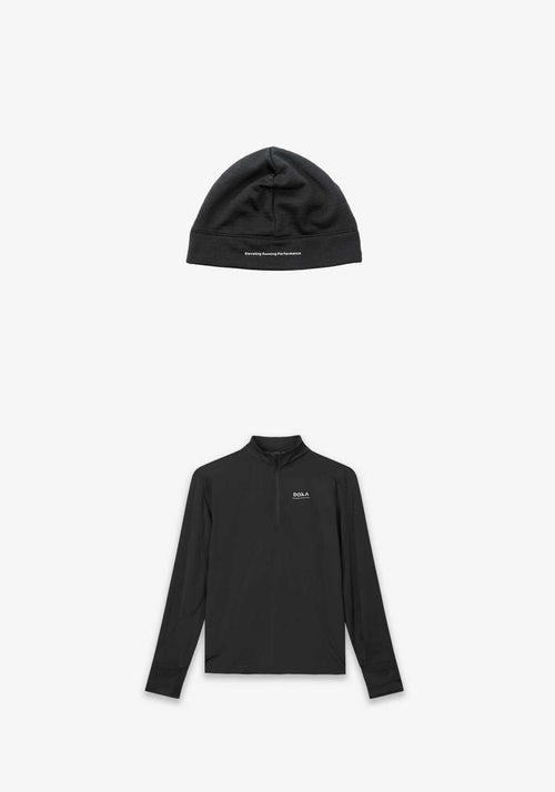 MENS THERMAL HALF ZIP + BEANIE KIT - Black #card-only