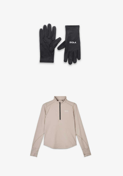 WOMENS THERMAL HALF ZIP + GLOVES KIT - Cloud #card-only