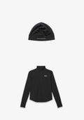 WOMENS THERMAL HALF ZIP + BEANIE KIT - Black #card-only