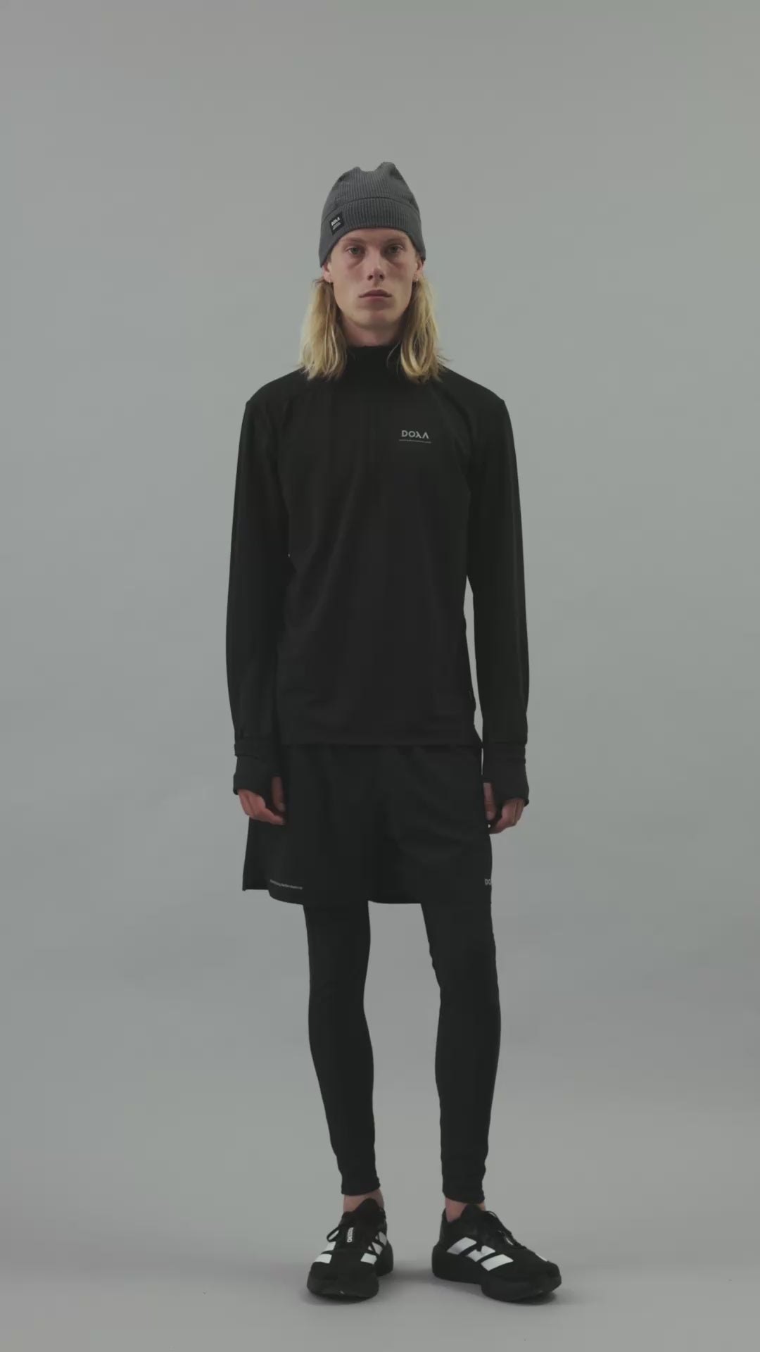 DOXA RUN ApS MENS THERMAL HALF ZIP Tee LS Black 02